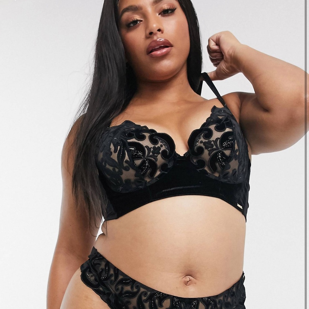 Figleaves Curve Velvet Baroque v wire longline bra